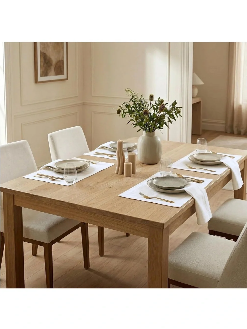 NEW Solino Home 100% European Flax Linen Placemats Set of 4, White